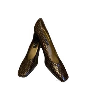 STUART WEITZMAN – Embossed Leather Block Heels (Sz 8.5)